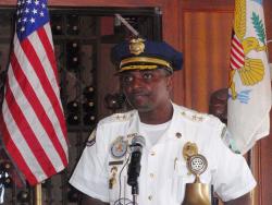 St. Thomas Police Chief Darren Foy speaking to Rotary Club of St. Thomas. St. Thomas Police Chief Darren Foy speaking to Rotary Club of St. Thomas.